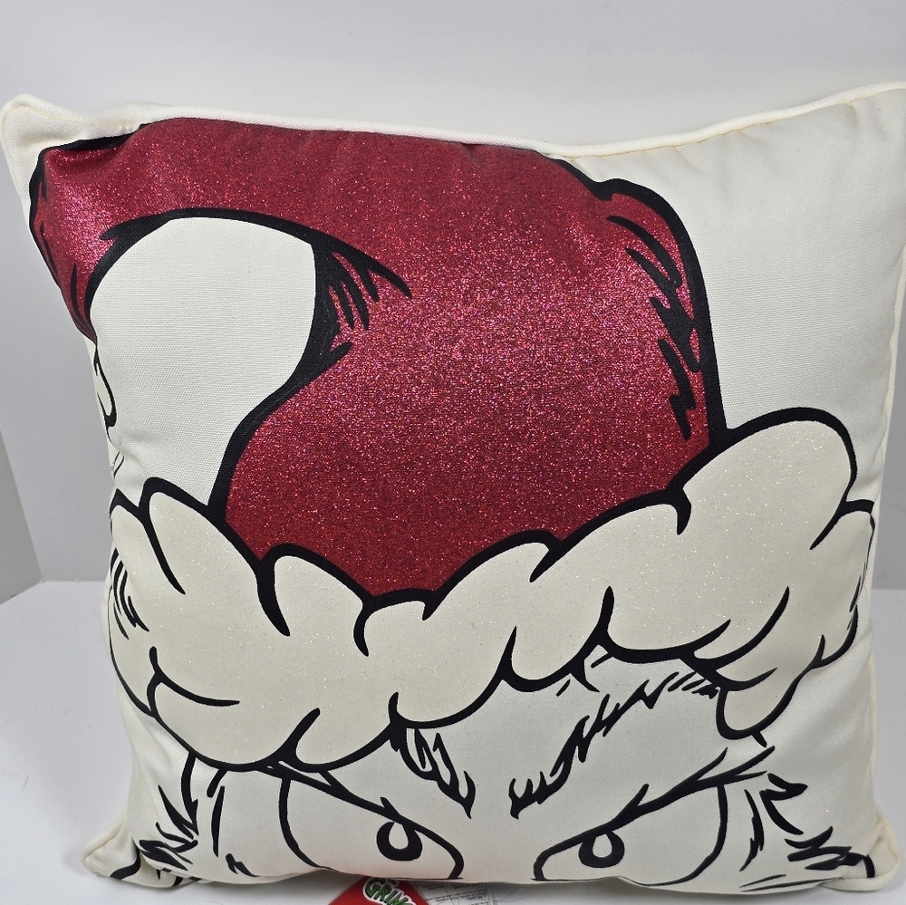 Dr. Seuss Grinch “Who’s Merry” 16x16 Decorative Pillow NWT - Picture 2 of 8